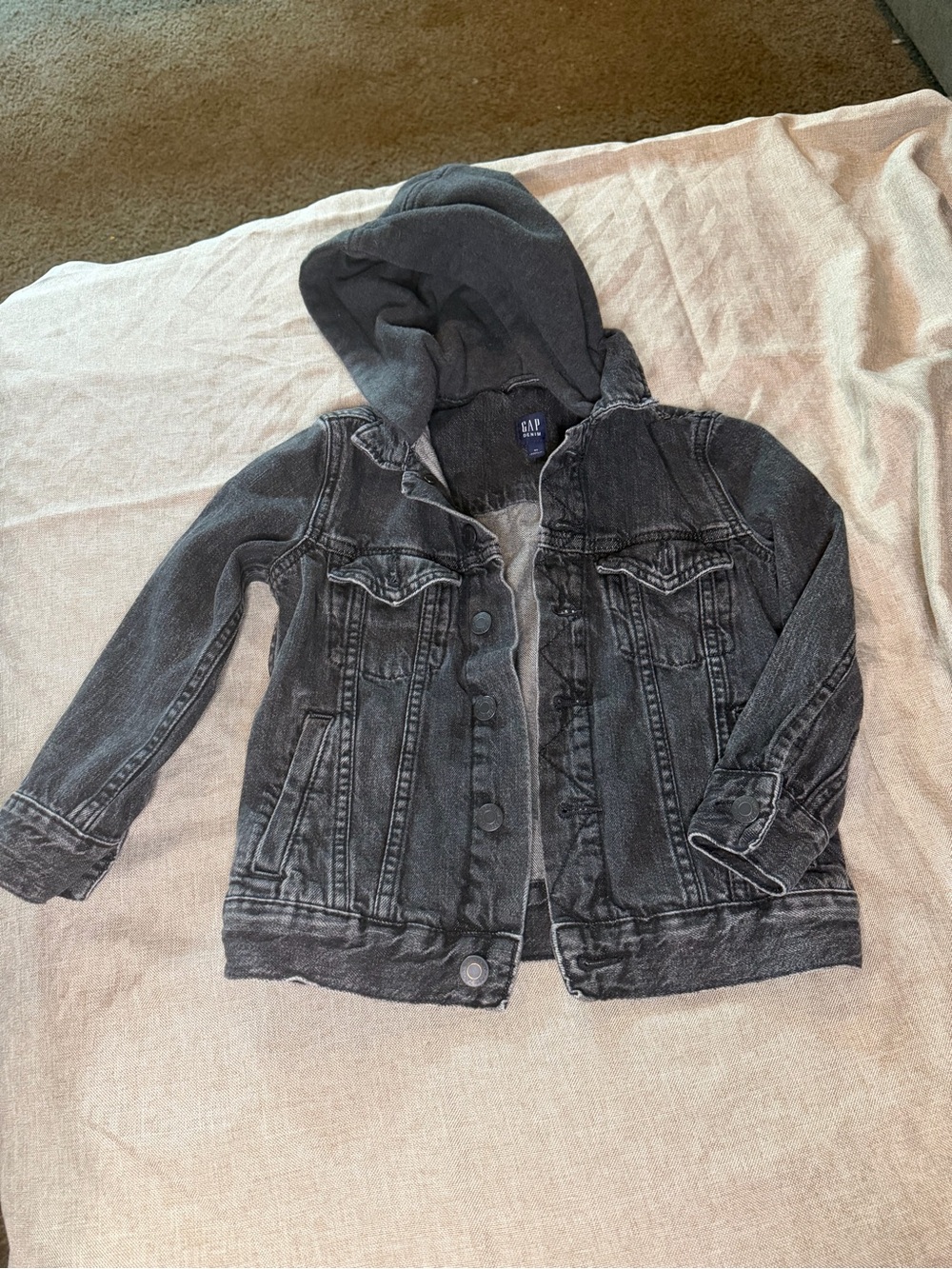 GAP Kids Dark Gray Hooded Denim Jacket